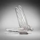 Libellule grande car mascot, model 1145 by René Lalique, c. 1928, frosted and clear glass, sold Jun 2023
