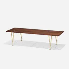 Hugh Acton, bench, 1954, walnut, brass