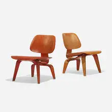 Charles and Ray Eames, LCWs, pair, 1945, aniline-dyed birch plywood, rubber