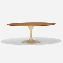 Eero Saarinen, dining table, model 174W, 1957, walnut, enameled steel