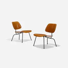 Charles and Ray Eames, LCMs, pair, ash plywood, chrome-plated steel, rubber
