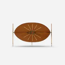 Watermelon table clock, model 2219D by George Nelson & Associates, 1954, walnut, enameled steel, enameled aluminum, lacquered wood, sold Feb 2017