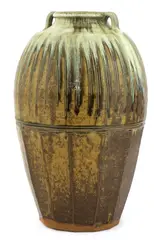 Mike Dodd (b.1943) by Mike Dodd, a stoneware vase with lug handles, sold Oct 2020