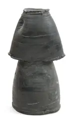 Dan Kelly, Dan Kelly (b.1953), a massive stoneware black two-part glazed vase
