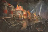 Donald W, Untitled, DONALD W VANDY (20th century) 'Oil Bombs in Ewell' signed l.r.