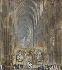 Frederick, Untitled, Looking East From Behind the Choir Screen' watercolour with pencil