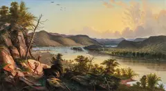 View of Fort Duquesne, July, 1755, The Evening of Braddock’s Defeat, painted in by William Coventry Wall, 1857, oil on canvas, relined, offered Jan 2026