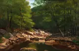 Albert Francis King, Scalp Level Landscape With Stream