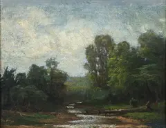 George Hetzel, Stream Through the Woods, 1888, oil on canvas, laid down on board