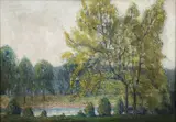 Scalp Level Landscape with Stream, undated by Alexander Holstein Lappe, oil on canvas, laid down to board, apparently, offered Jan 2026