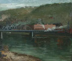 Aaron Harry Gorson, River, Railroad and Factory Yards, undated, oil on canvas, relined