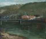 Aaron Harry Gorson, River, Railroad and Factory Yards, undated, oil on canvas, relined