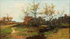 Max Weyl, Landscape with Road and Stream, undated, oil on canvas