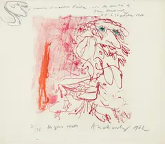 Les Yeux Verts (The Green Eyes), (A. 157) by Pierre Alechinsky, lithograph printed in colors with another 1962 lithograph on, offered Dec 2025
