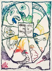 Pierre Alechinsky, Under The Volcano, 1977, lithograph printed in colors