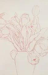 Gary Bukovnik, Vase of Tulips, 1981, etching on paper