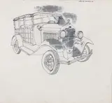 Harry M. Schwalb, Woodie Wagon, 1966, ink on Japanese paper