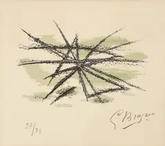 L'Etang [The Pond], from the Lettera Amorosa portfolio, 1963, color by Georges Braque, lithograph on Arches wove paper, offered Dec 2025