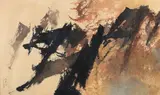 Fong Chung-Ray, Untitled Abstract (beige/black), c.1970s, ink and watercolor on paper