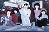 Charles Levier, Le Belles des Cigale [Women at The Cafe], oil on canvas