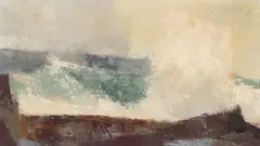 Richard M. Powers, Monhegan Island Seascape, 1952, oil on artist's board