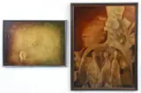 David Schluss, 2 Paintings, Abstracted Figures, oil on canvas, one
