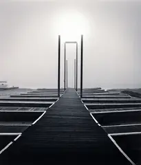 Rolfe Horn, Beached Pier, Bass Lake, CA, 1998, black and white, photograph