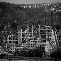 Mark Perrott, Kennywood Park, Thunderbolt Rollercoaster, taken, 1986, photograph printed with archival ink on Hahnemuhle Rag paper
