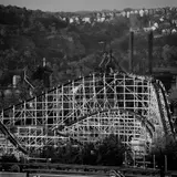 Mark Perrott, Kennywood Park, Thunderbolt Rollercoaster, taken, 1986, photograph printed with archival ink on Hahnemuhle Rag paper
