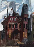 James P. Nelson, (American/Pittsburgh, born 1949), House on Centre Ave., alternate title Broken House, 1980, oil on canvas