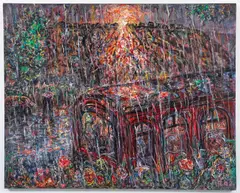 (American/Western PA, born 1934), Dumping Slag 1950 by Robert Qualters, 2007, oil and mixed media on canvas, offered Dec 2025