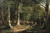 George Hetzel, Woods Interior with Figures