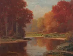 Albert Francis King, Autumn Landscape, 1934, oil on canvasboard
