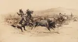 Edward Borein, Cutting out a Bull, No. 1 (Galvin #116), etching