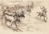Edward Borein, Heading Em’ In (Galvin #98), etching (beautifully inked)