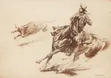 Edward Borein, Roped Steer No. 2 (Galvin #134), etching, ( a rich beautifully inked impression)