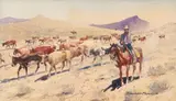 Edward Borein, The Trail Head, watercolor