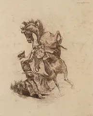 Unsaddling a Bronco No. 2 (Galvin #79) by Edward Borein, etching, offered Dec 2025