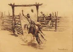 Out of the Gate (Galvin 80) by Edward Borein, etching, offered Dec 2025