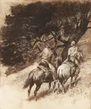 Edward Borein, California Vaqueros (Galvin 54), etching and drypoint