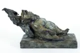 Sherry Salari Sander, After The Grain Spill, 2000, cast, bronze with golden and verdigris patina, 12.13 tall x 21 wide x 9 wide inches