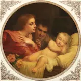 Sleeping Child with Parents by Charles Zacharie Landelle, 1898, oil on canvas, since laid down on board, offered Dec 2025