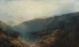 William Louis Sonntag, Sr., Two Fisherman in the Valley, oil on canvas, relined