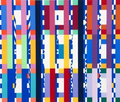 Movement in Blue Space, 1980s by Yaacov Agam, serigraph, offered Nov 2025