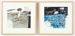 Eric Atkinson, 2 Georgian Bay Landscapes, 2000, mixed media on paper, each