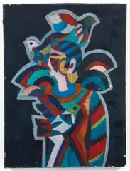 Simon Avissar, Woman with Birds, oil on canvas