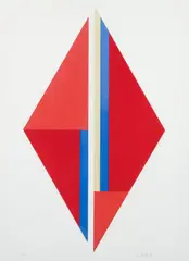 Ilya Bolotowsky, Red Diamond, undated, color, screenprint, pencil