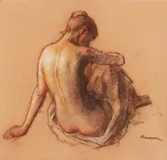Robert Brackman, Figure Study of a Seated Nude Woman, undated, pastel on heavy paper