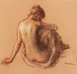 Robert Brackman, Figure Study of a Seated Nude Woman, undated, pastel on heavy paper