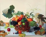 Still Life with Grape leaves by Thomas Cornell, 1982, oil on canvas, offered Nov 2025
